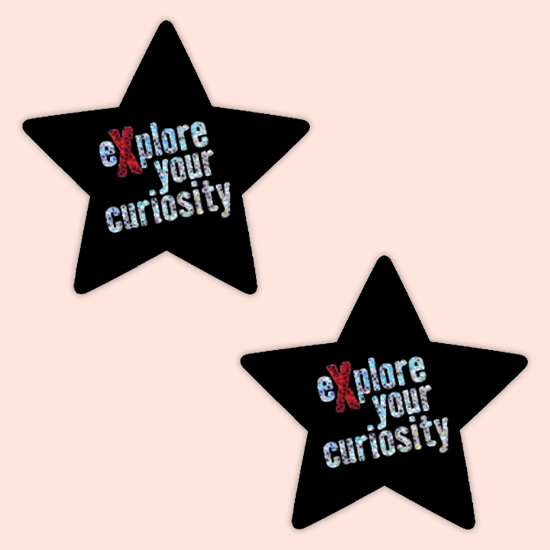 Star: 'Explore Your Curiosity' Glittering Black Star Nipple Pasties by Pastease® o/s