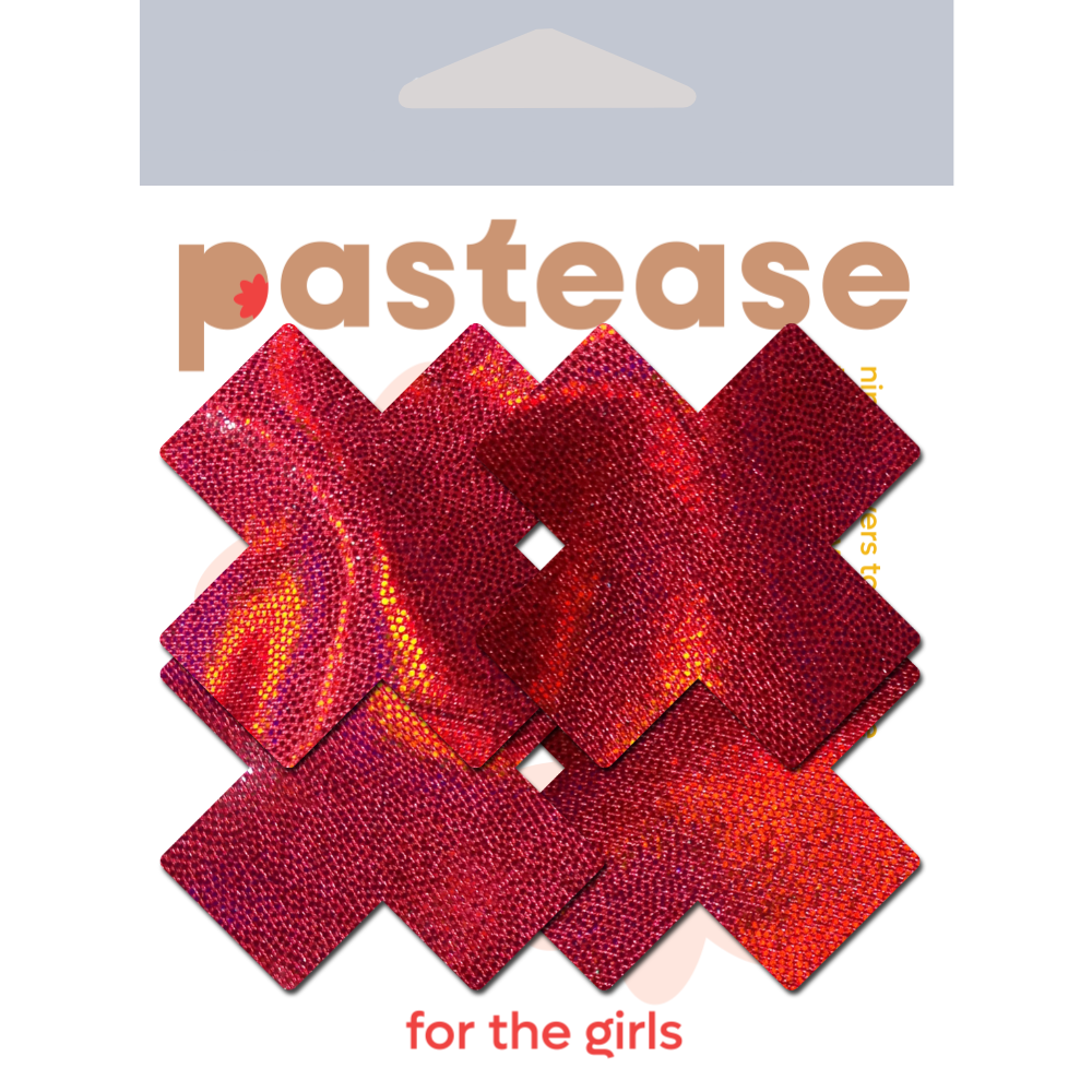 Petite Plus X: Two Pair of Small Liquid Red Cross Nipple Pasties by Pastease®
