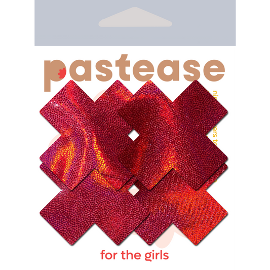 Petite Plus X: Two Pair of Small Liquid Red Cross Nipple Pasties by Pastease®