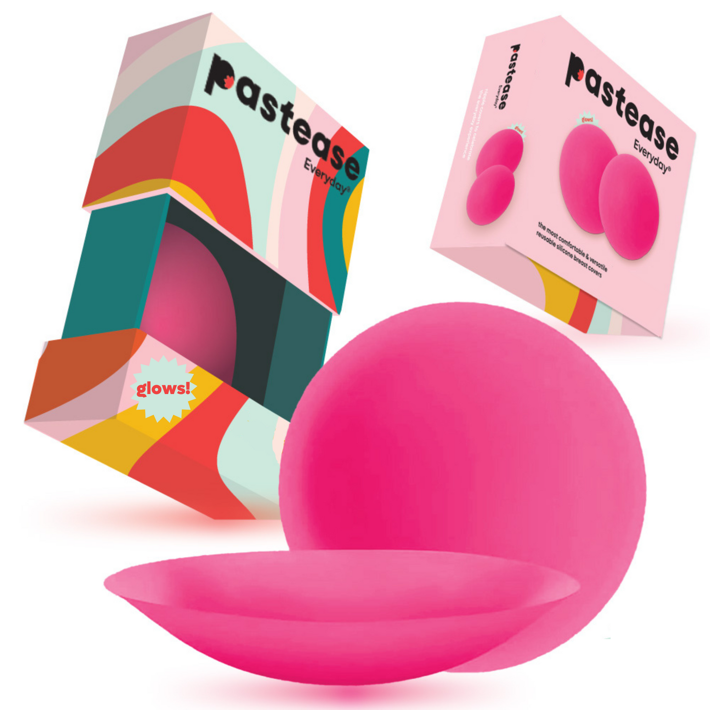 Pastease Everyday® Nipple Cover Sticky Adhesive Silicone Nipple Pasties Reusable Pasty Breast Covers for Women with Travel Box - Small (Fits A-C Cups) - Fuchsia
