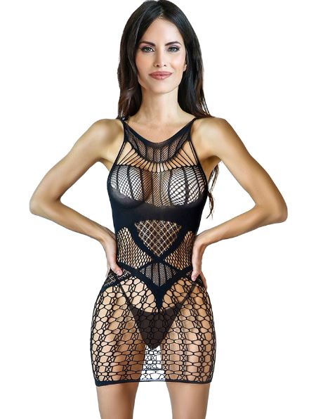Flirty Fishnet Dress - Black