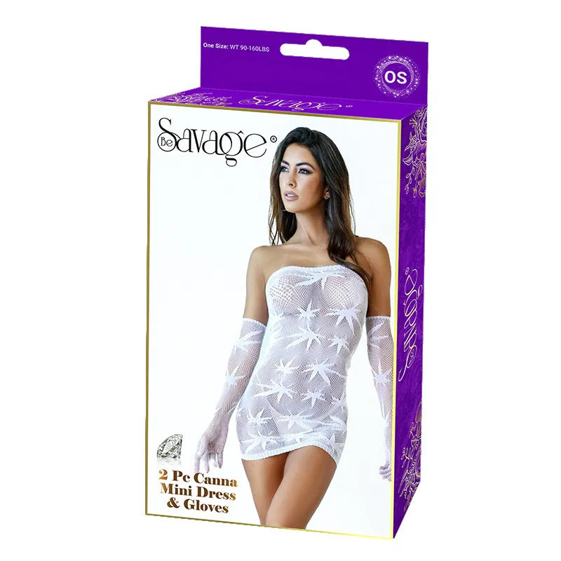 2 Pc Canna Mini Dress & Gloves