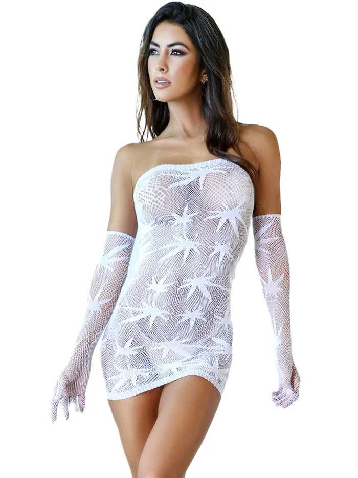 2 Pc Canna Mini Dress & Gloves