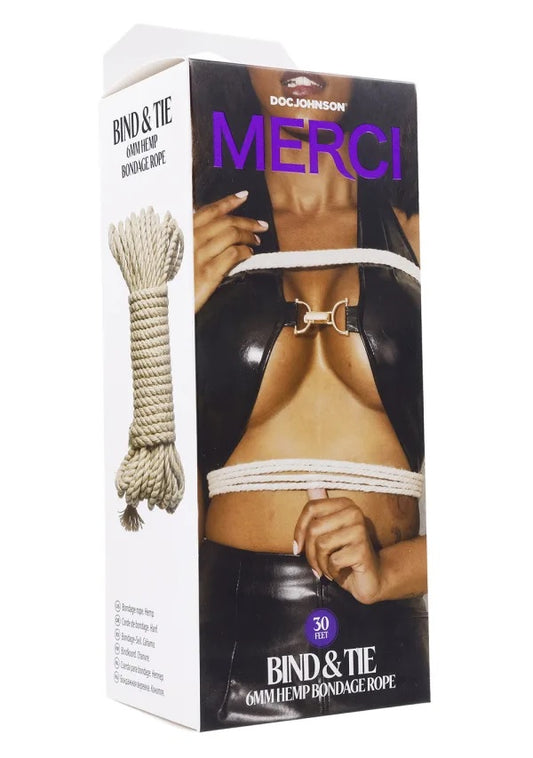 Merci - Bind & Tie - 30FT Hemp Bondage Rope - Natural