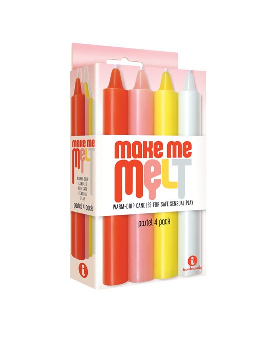 The 9's - Make Me Melt Sensual Warm-Drip Candles, 4 Pack, Pastel Colors