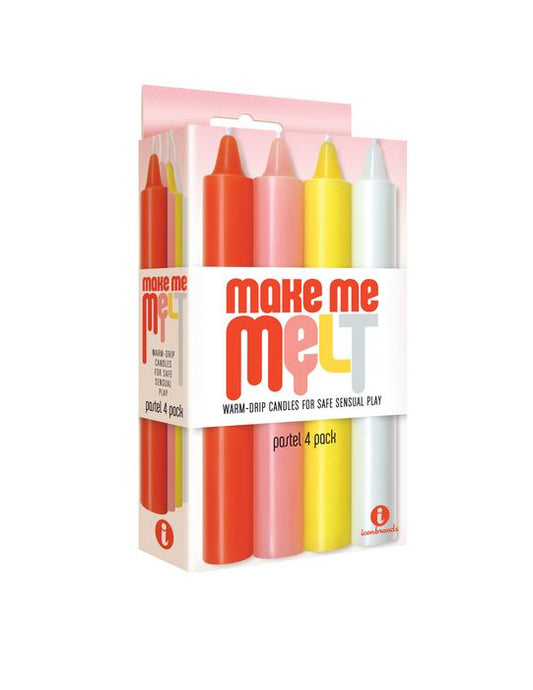 The 9's - Make Me Melt Sensual Warm-Drip Candles, 4 Pack, Pastel Colors