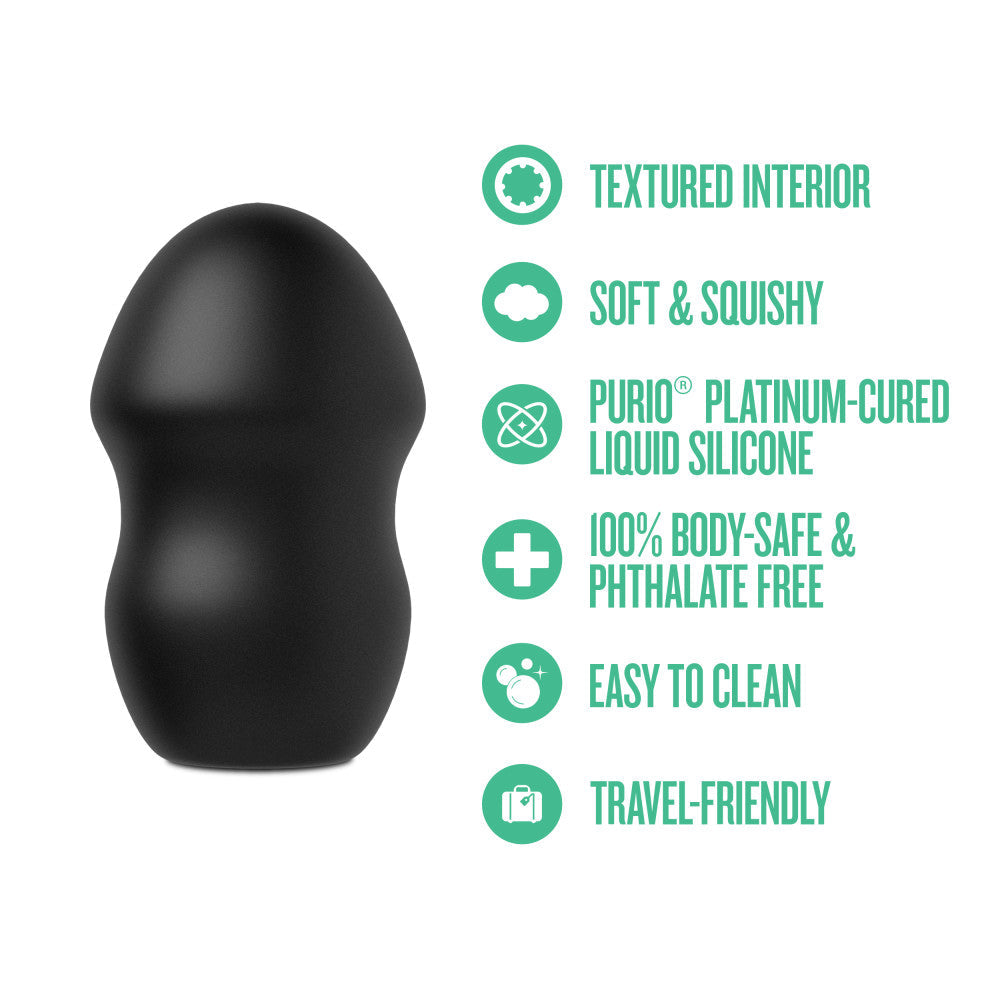 URSELF™ | Fortify Silicone FTM Masturbation Stroker With Textured Interior – Silicone Male Masturbator – In Black