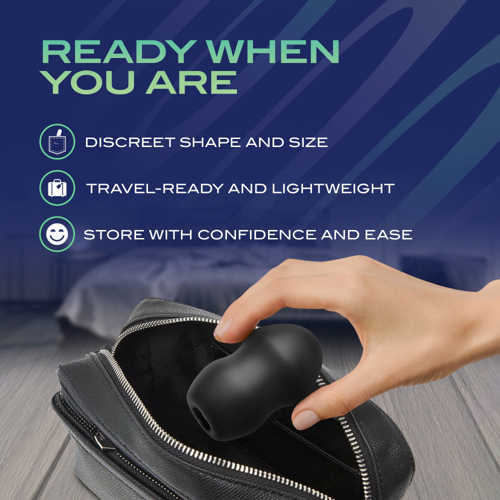 URSELF™ | Fortify Silicone FTM Masturbation Stroker With Textured Interior – Silicone Male Masturbator – In Black