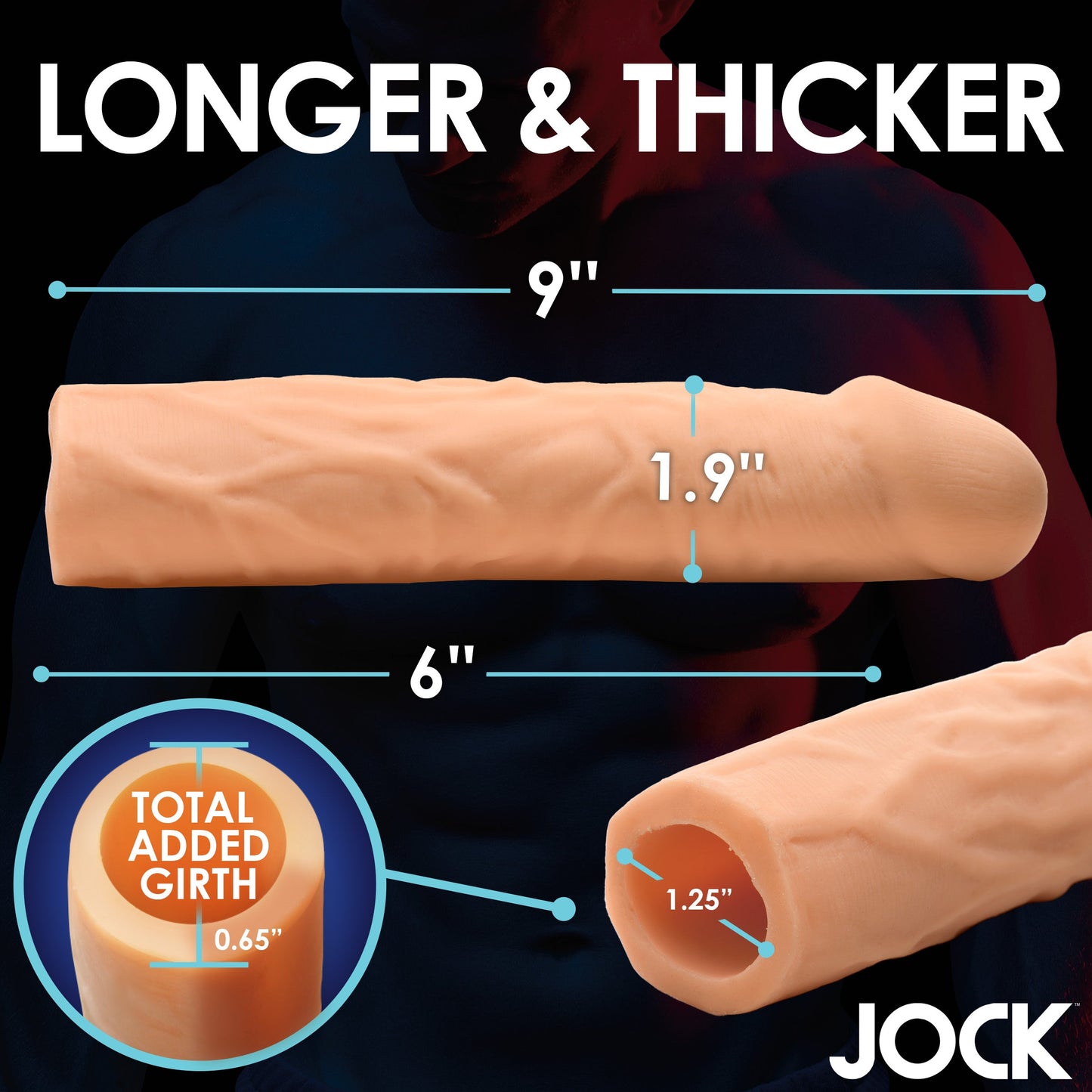 JOCK Extra Long 3" Penis Extension Sleeve - Light Color