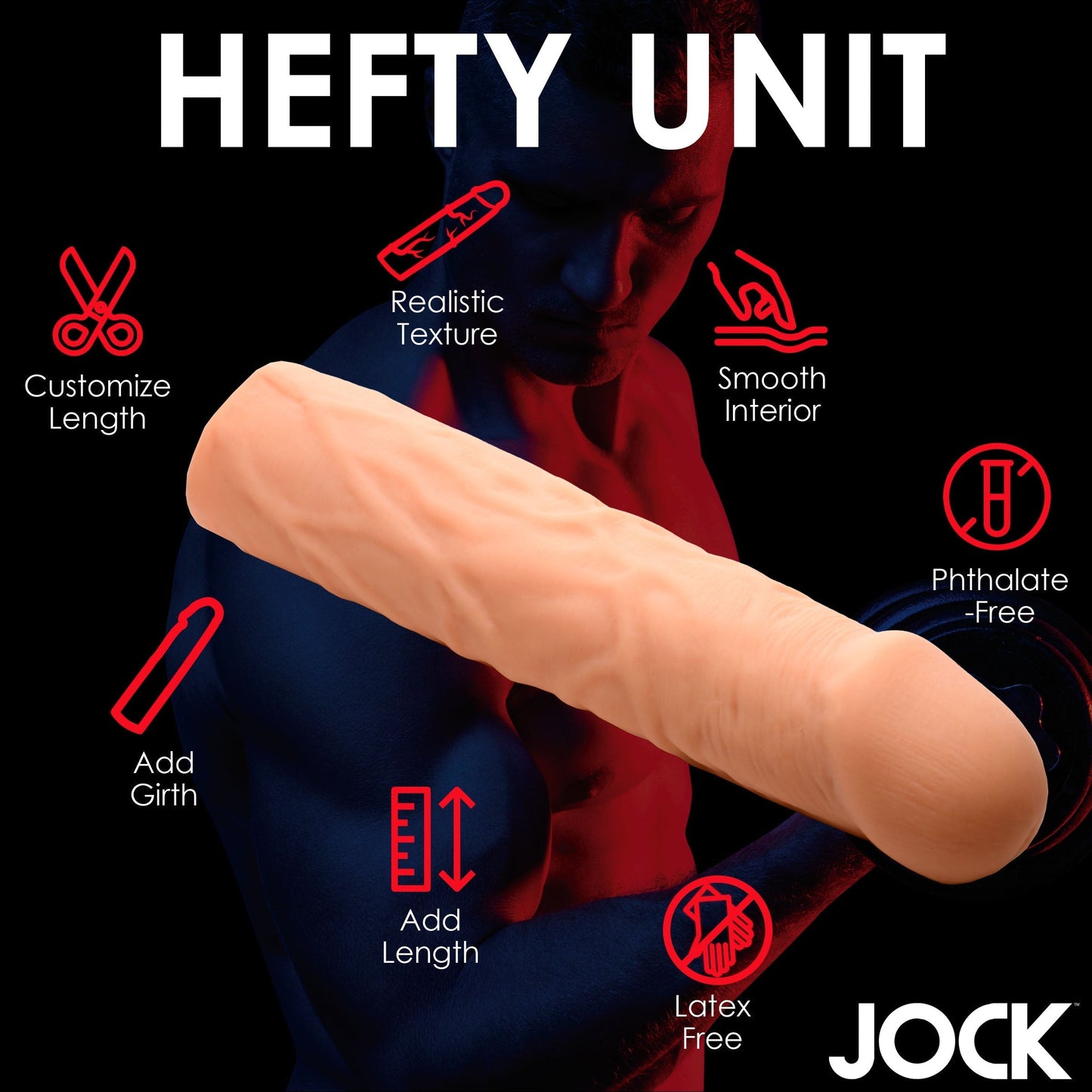 JOCK Extra Long 3" Penis Extension Sleeve - Light Color