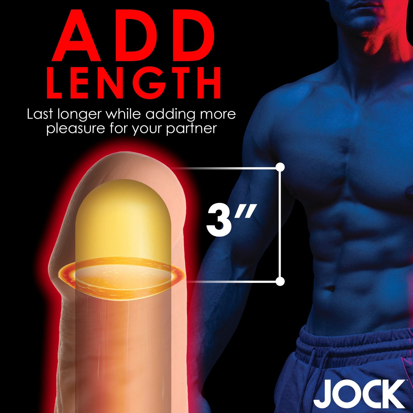 JOCK Extra Long 3" Penis Extension Sleeve - Light Color