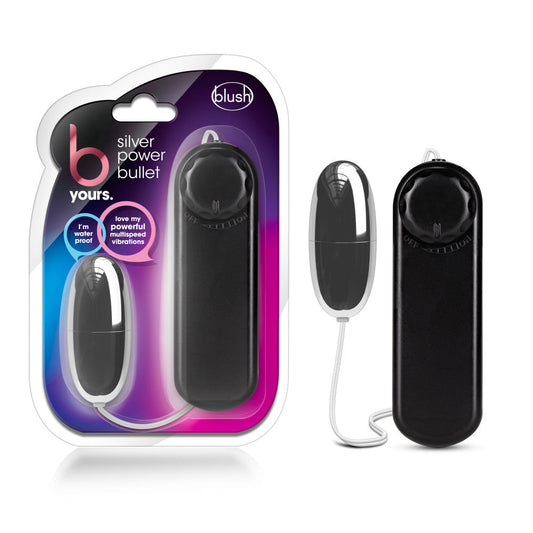 B Yours By Blush® | Silver Power Bullet Black 2-Inch Vibrating Bullet