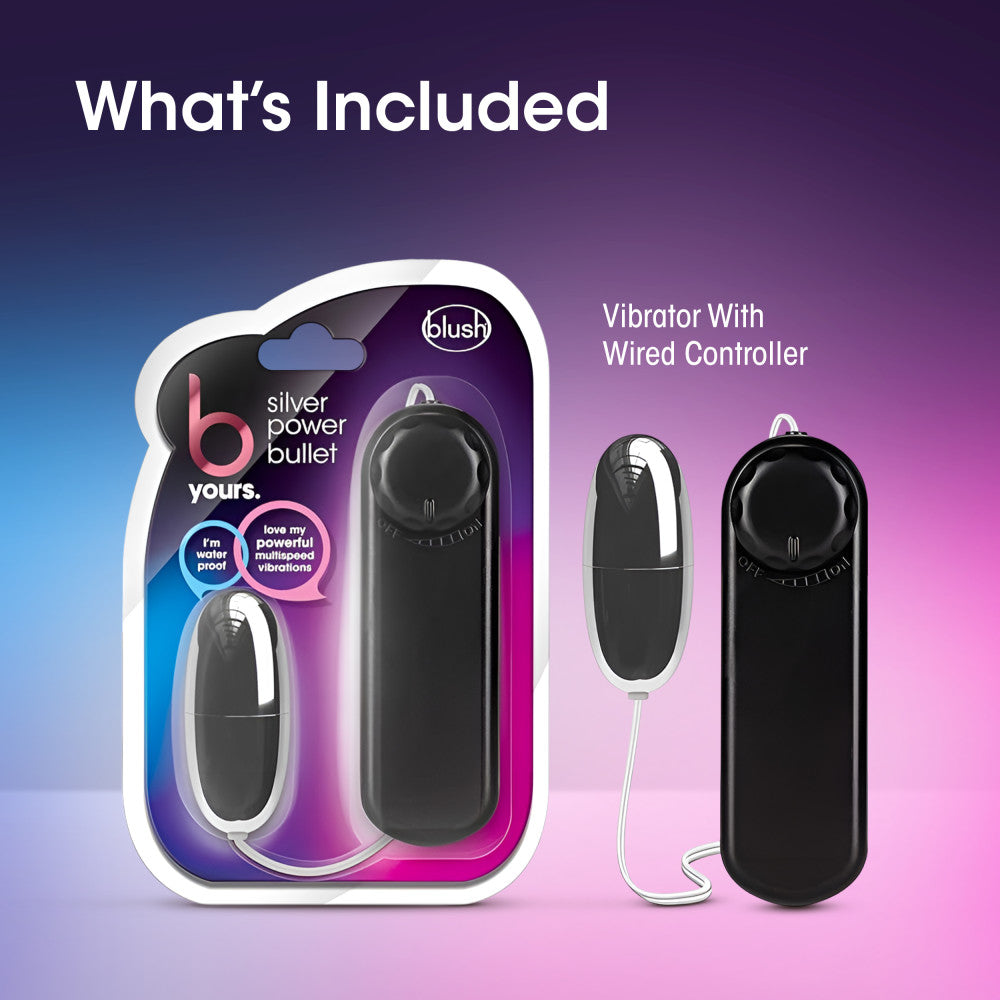 B Yours By Blush® | Silver Power Bullet Black 2-Inch Vibrating Bullet