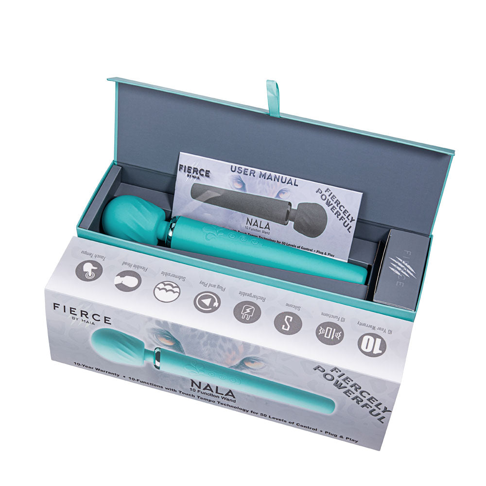 NALA 10-Function Touch Tempo Plug & Play Fiercely Powerful Wand Blue (Jaguar Power)