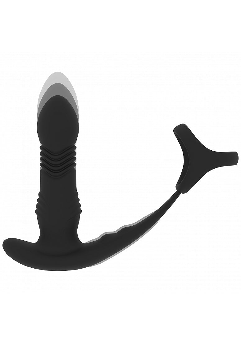 LEVELZ - Vibrating & Thrusting Silicone Prostate Massager with Tri O Cock Ring - Black